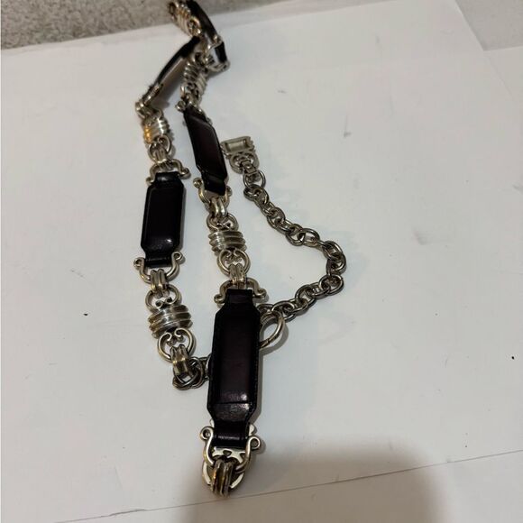 Fossil Chain and black  Leather Belt Medium - Picture 2 of 5